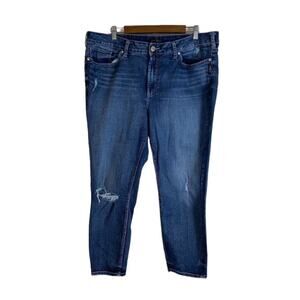 Silver Jeans Plus Sz 22 Avery Skinny Crop Denim Jeans Capris Stretch Distressed